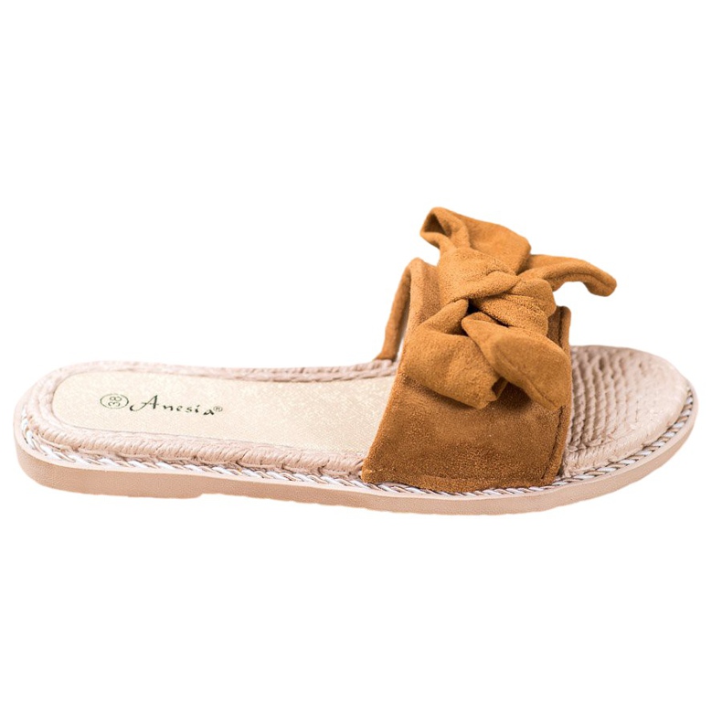 Anesia Paris Stylové semišové pantofle hnědý