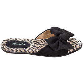 Renda Elegantní pantofle s mašlí černý