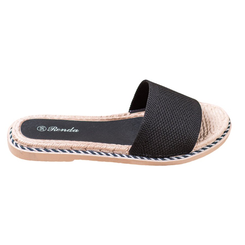 Renda Textilní černé pantofle černá Renda Textilní černé pantofle černá