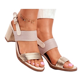 EVE Dámské sandály na postu Béžová a Zlatá Emmy béžový zlatý