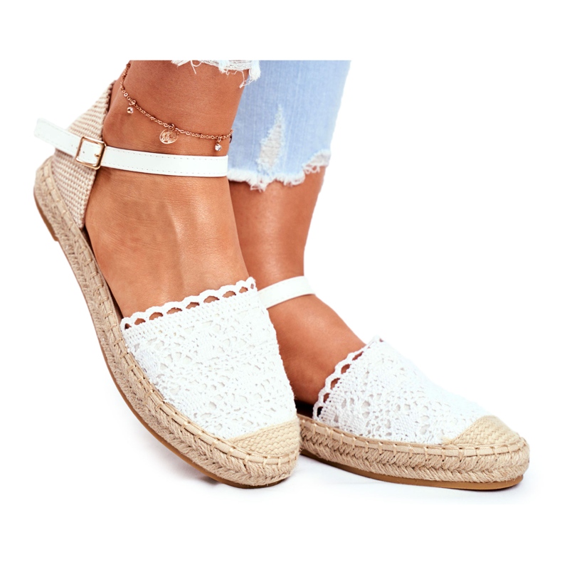 Dámské espadrilky na bílé lněné platformě Vídeň bílý