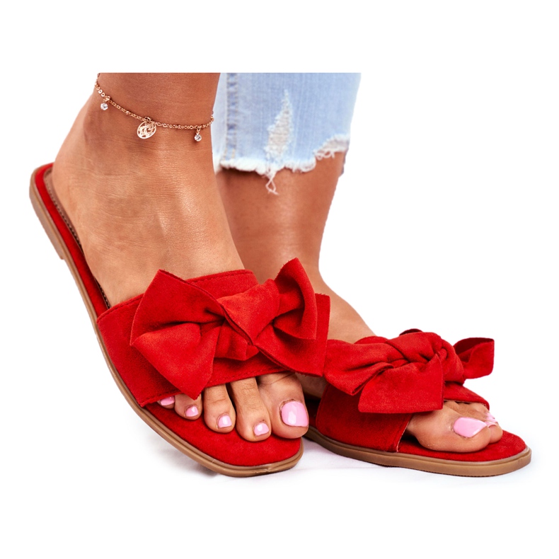 Dámské pantofle Malajsie s červenými mašlemi červené Dámské pantofle Malajsie s červenými mašlemi červené