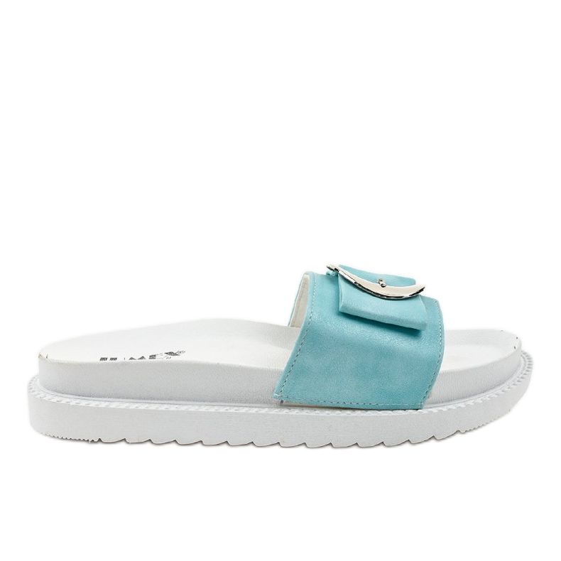 Bílé a modré pantofle se sponou YQ10067 modrý