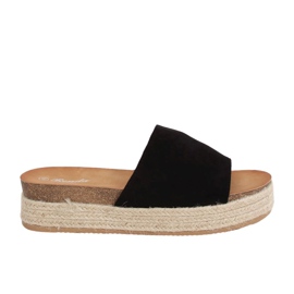 Pantofle černé espadrilky 10-215 Black černý