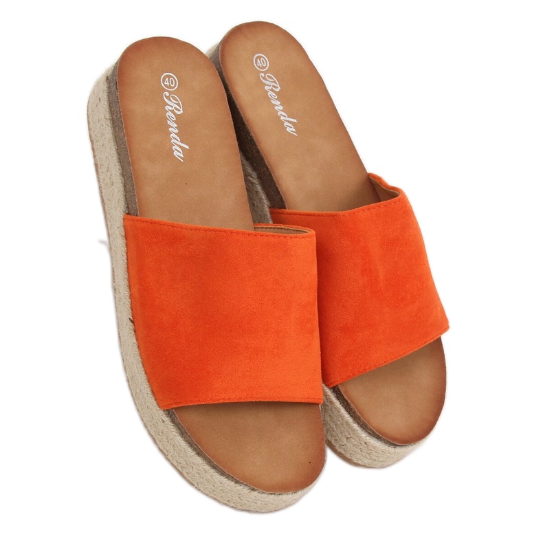 Oranžové pantofle espadrilles 10-215 Orange oranžový