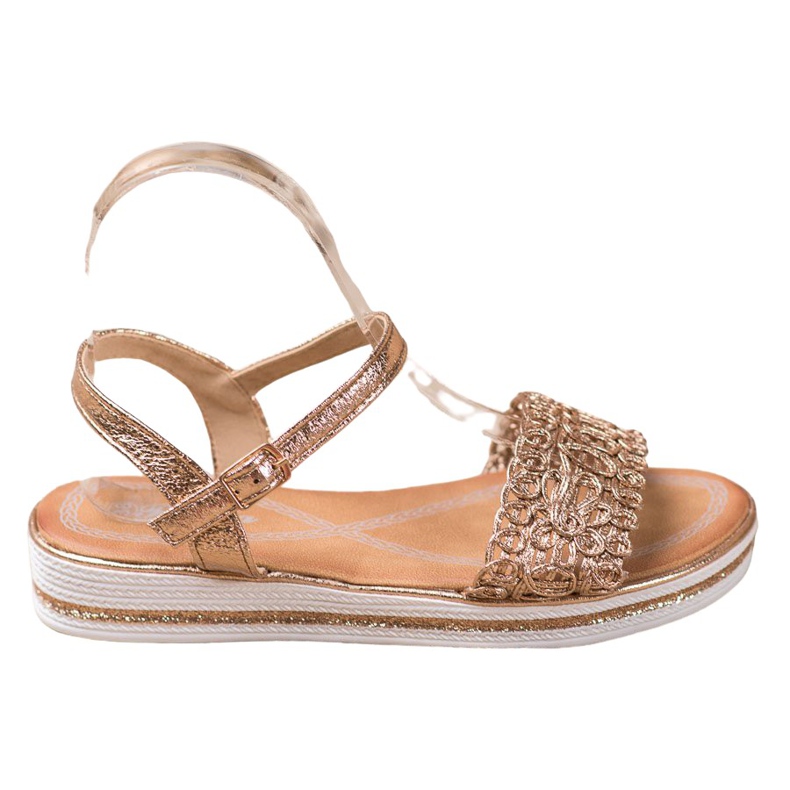 Renda Sandály Na Platformě zlatý