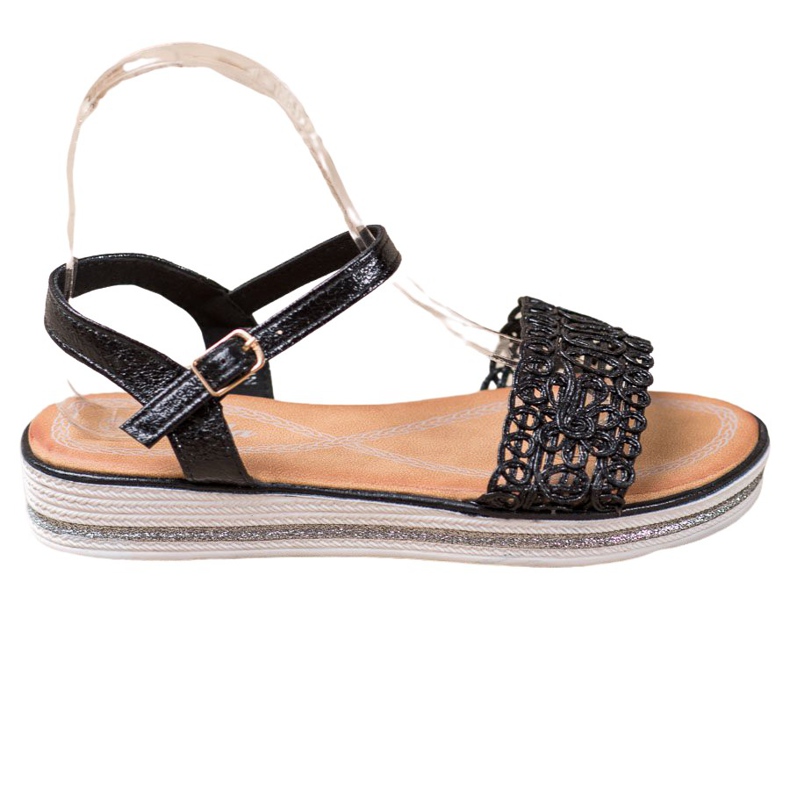 Renda Sandály Na Platformě černá