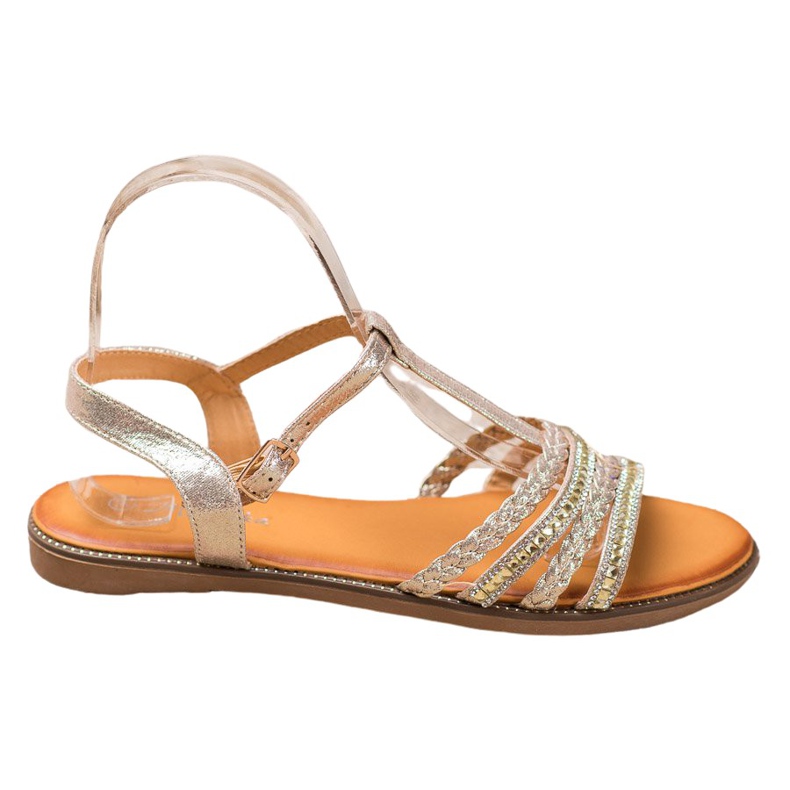 Mannika Elegantní sandály s krystaly žlutá