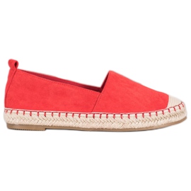 Anesia Paris Pohodlné semišové espadrilky červený