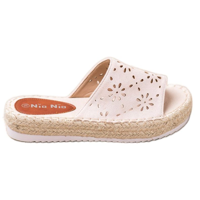 Nio Nio Pantofle Na Slámové Platformě béžový