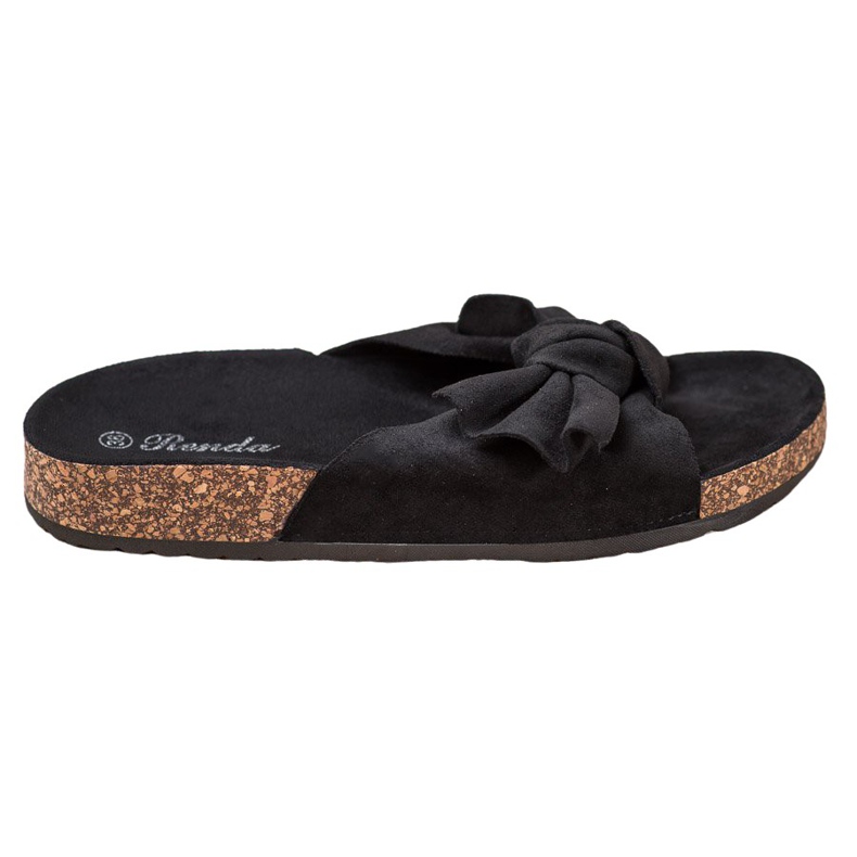 Renda Pohodlné pantofle s mašlí černá Renda Pohodlné pantofle s mašlí černá