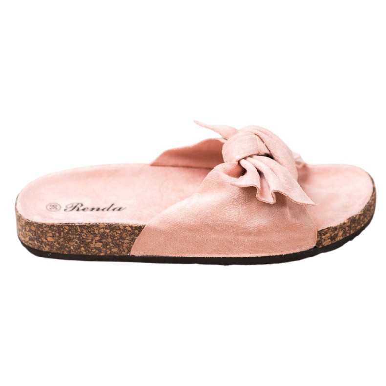 Renda Pohodlné pantofle s mašlí růžový Renda Pohodlné pantofle s mašlí růžový