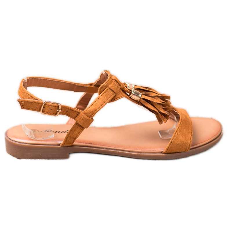 Renda Sandály S Třásněmi hnědý Renda Sandály S Třásněmi hnědý