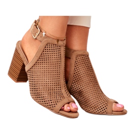 Bellucci Dámské prolamované boty Peep Toe Beige Paradise béžový Bellucci Dámské prolamované boty Peep Toe Beige Paradise béžový