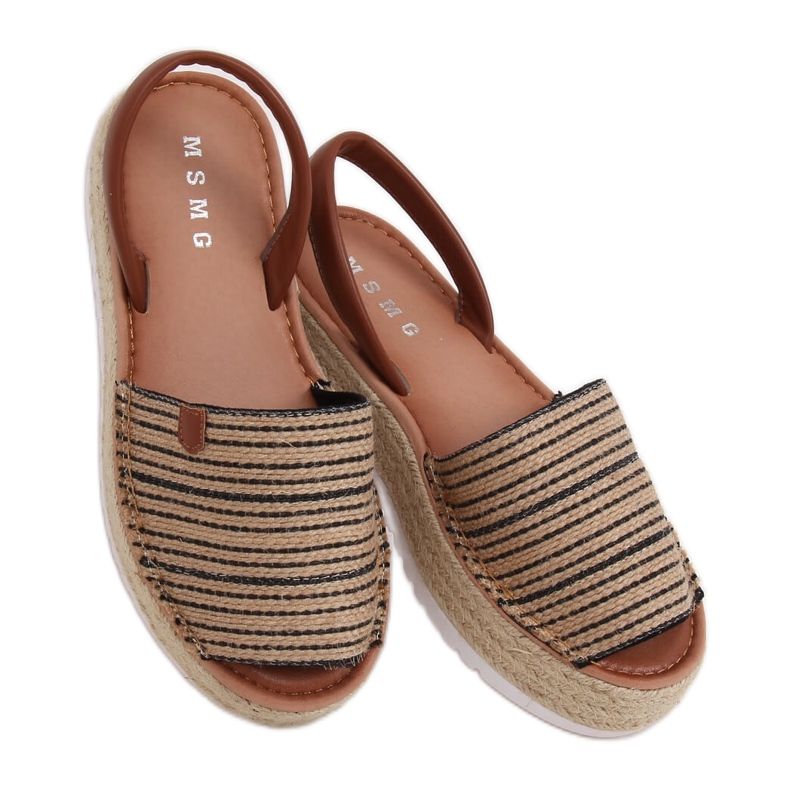 Černé sandály espadrilky WH935 Black béžový hnědý