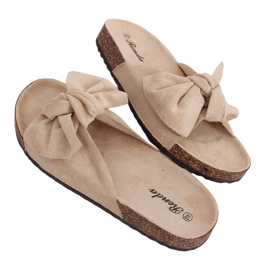 Béžové pantofle z korkové béžové 10-218 béžový Béžové pantofle z korkové béžové 10-218 béžový