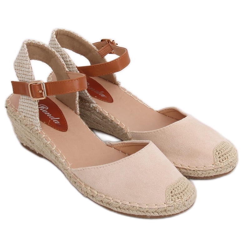 Espadrilky na béžovém klínu S-820 Beige II Quality béžový
