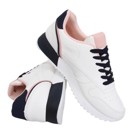 Bílé dámské sportovní boty BK938 BÍLÁ / NAVY bílý námořnická modrá