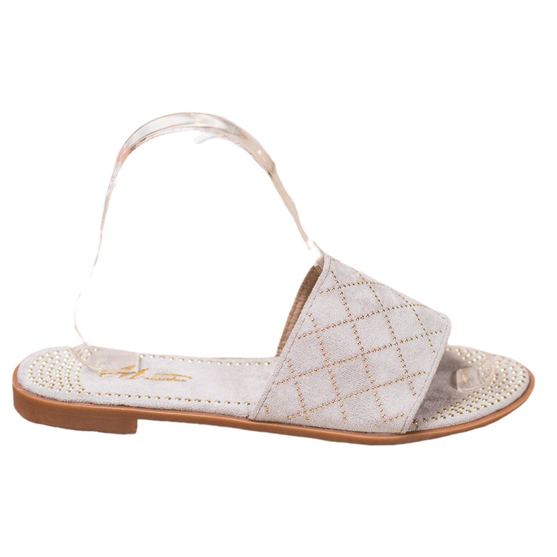 SHELOVET Elegantní semišové pantofle šedá