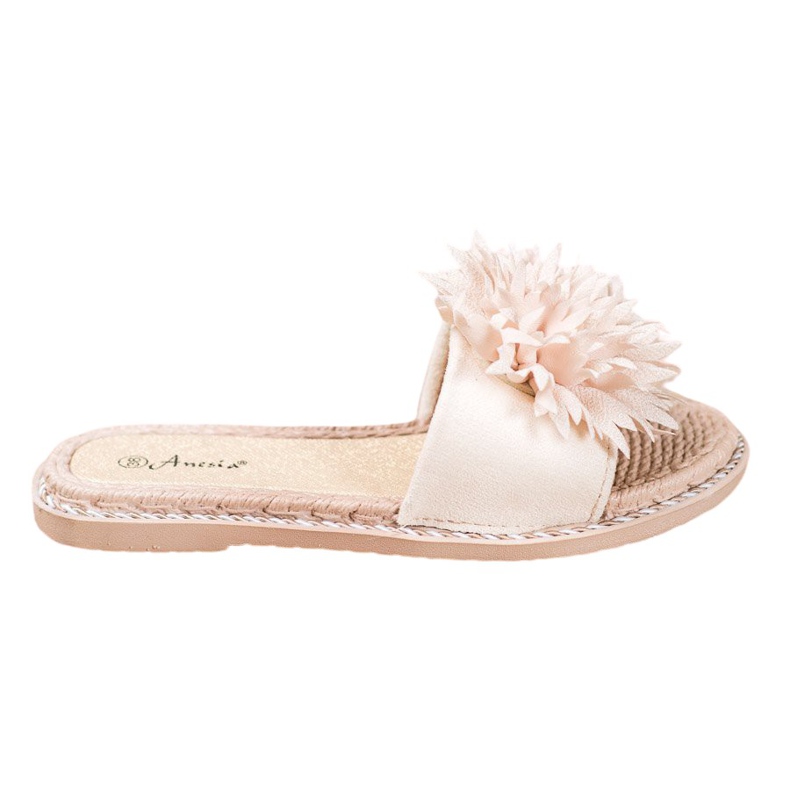 Anesia Paris Stylové pantofle s ozdobou béžový