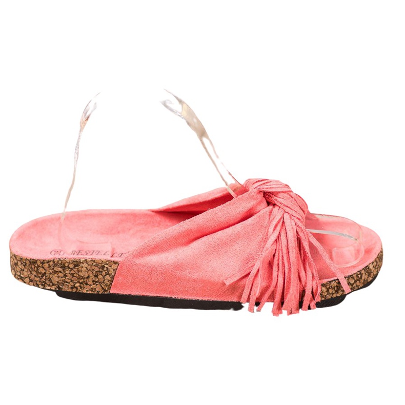 Bestelle Semišové pantofle s třásněmi červené