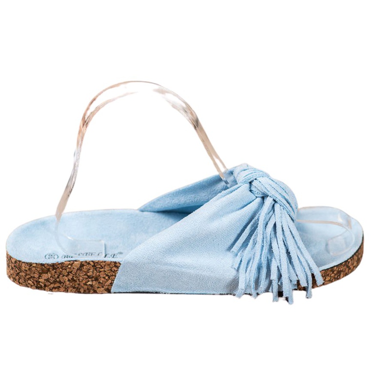 Bestelle Semišové pantofle s třásněmi modrý Bestelle Semišové pantofle s třásněmi modrý