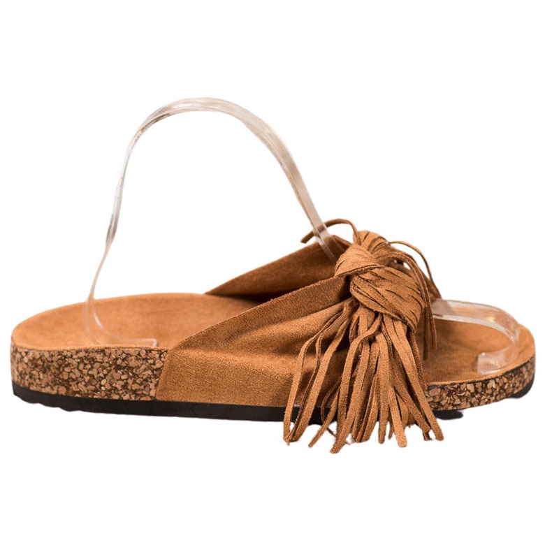 Bestelle Semišové pantofle s třásněmi hnědý