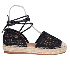 Bella Star Svázané espadrilky na platformě černý