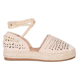 Bella Star Svázané espadrilky na platformě béžový Bella Star Svázané espadrilky na platformě béžový