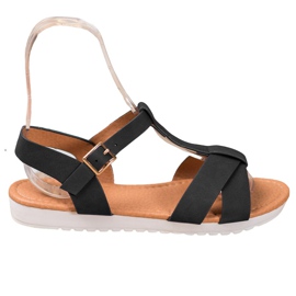 SHELOVET Černé textilní sandály černý