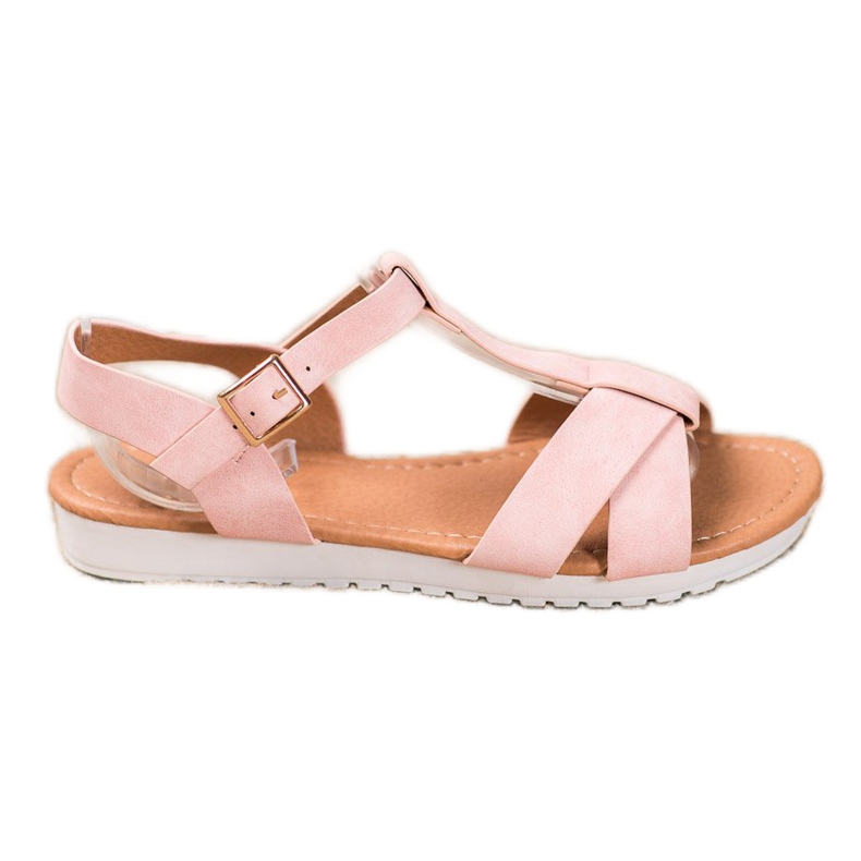 SHELOVET Růžové textilní sandály růžový