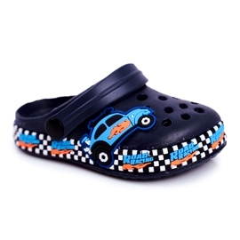 Giolan Dětské pantofle Pěnové Crocs Navy Blue Road Racing námořnická modř modrý pomerančový