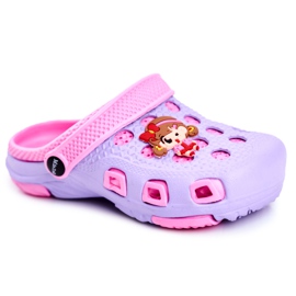 Giolan Dětské pantofle Pěnové Crocs Violet Girl fialová růžový