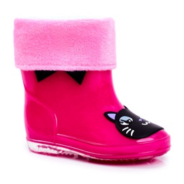 Dětské gumové holínky do deště Pink Cat černý růžový