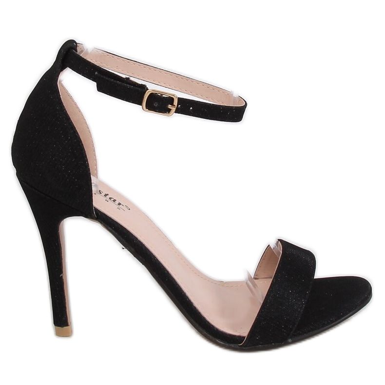 Černé sandály GG-85P Černé na špendlíku černá Černé sandály GG-85P Černé na špendlíku černá