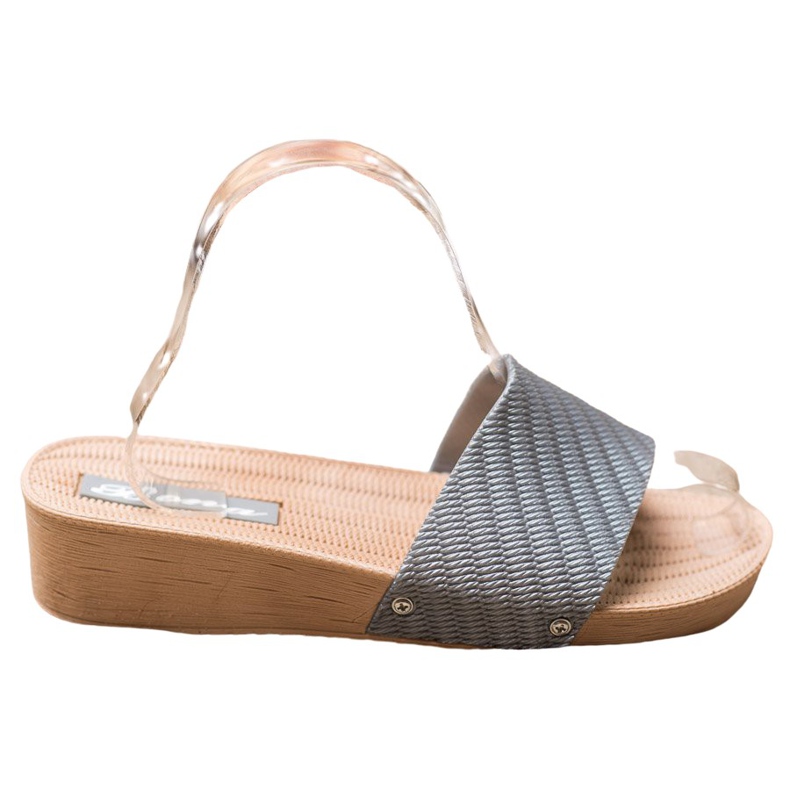 Bona Stylové klínové pantofle šedá