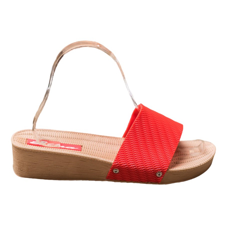 Bona Stylové pantofle na platformě červené