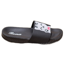 Bona Černé pantofle s aplikací černý