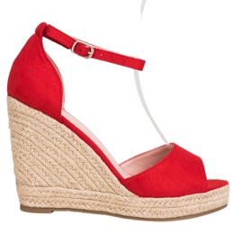 SHELOVET Červené Espadrilky Na Klínu červený