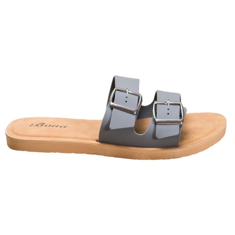 Bona Klasické pantofle se sponou šedá Bona Klasické pantofle se sponou šedá