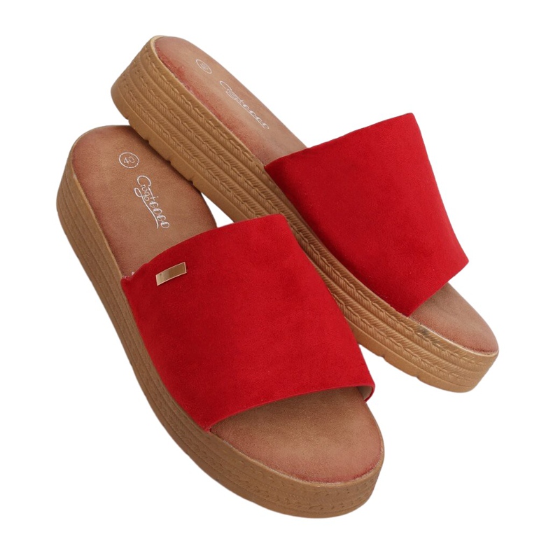 Červená Dámské červené pantofle G-576 Red