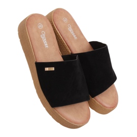 Černé dámské černé pantofle G-576 Black černý