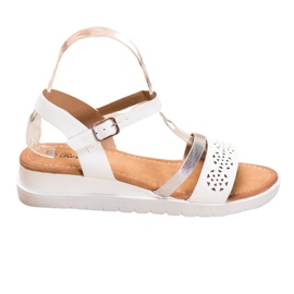 Renda Sandály na klínu s eko kůží bílý Renda Sandály na klínu s eko kůží bílý