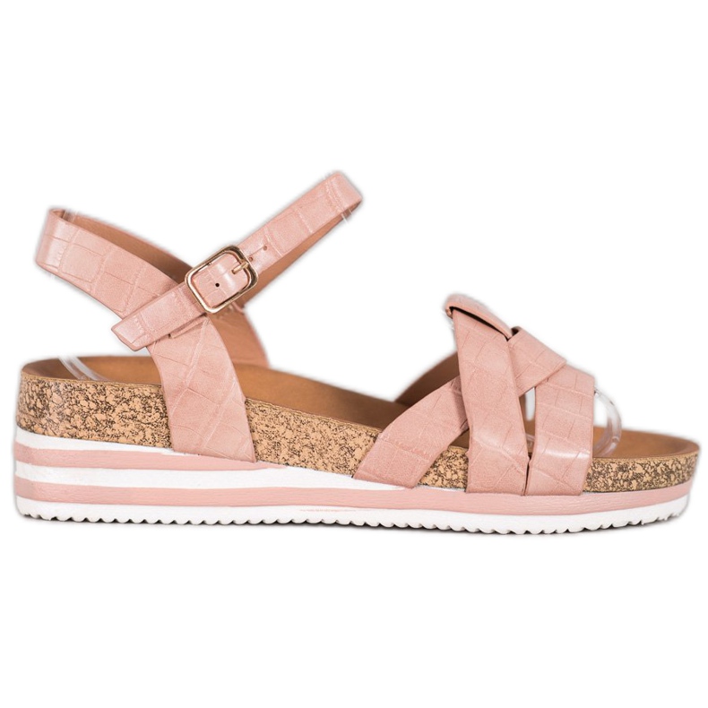 Comer Růžové sandály s eko kůží růžový