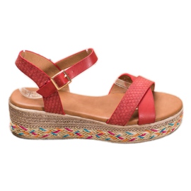 Small Swan Módní sandály s eko kůží červené Small Swan Módní sandály s eko kůží červené