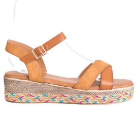 Small Swan Módní sandály s eko kůží hnědý Small Swan Módní sandály s eko kůží hnědý