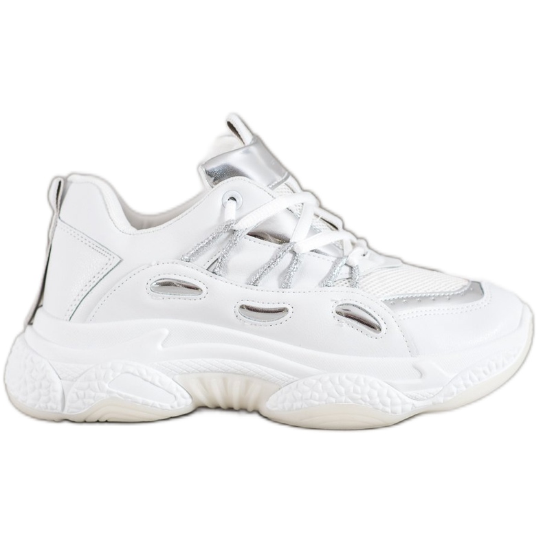 SHELOVET Bílé tenisky z eko kůže bílý šedá