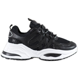 SHELOVET Pohodlné černé tenisky černá