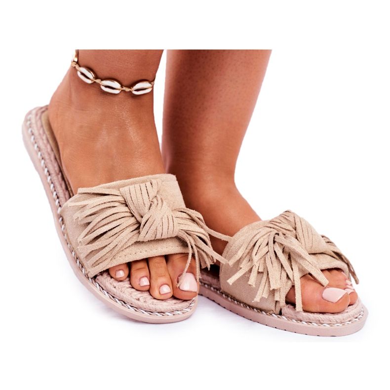 PS1 Béžové dámské pantofle s mašlí Thajsko béžový PS1 Béžové dámské pantofle s mašlí Thajsko béžový