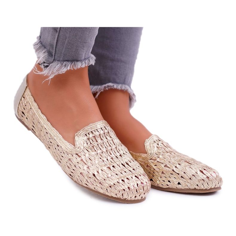 Dámské balerínky Lu Boo pletené zlaté 4Ever zlatý